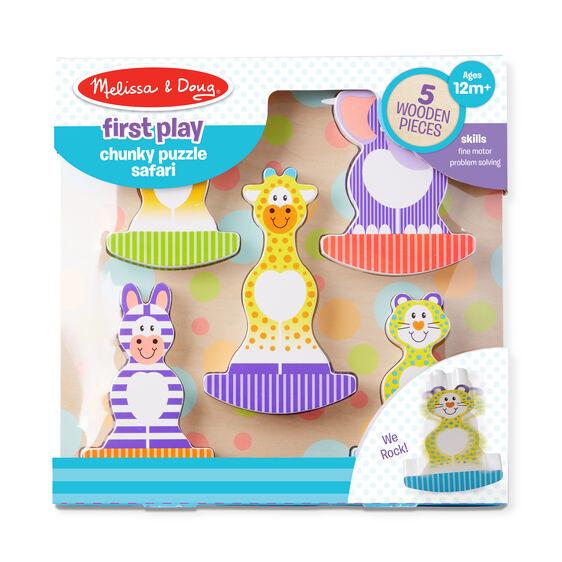 Rompecabezas chunky safari first play 5 pza. - Mi Brontosaurio Azul