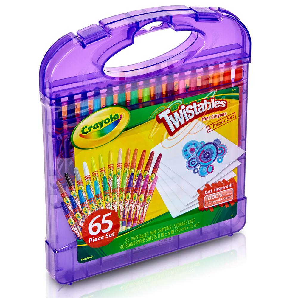 Crayola set mini crayones retráctiles y papel - estuche x 65 pzas.