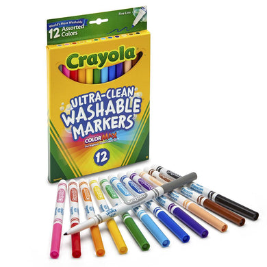 Crayola plumones lavables punta fina - cajita x 12 uds.