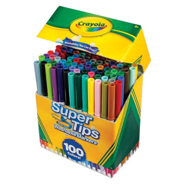Crayola plumones lavables super tips - cajita x 100 uds.