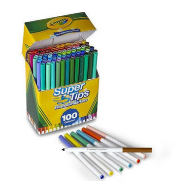 Crayola plumones lavables super tips - cajita x 100 uds.