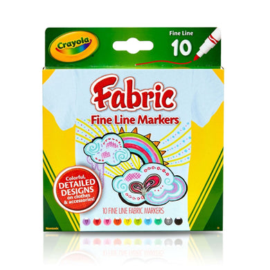 Crayola plumones para tela punta fina - cajita x 10 uds.