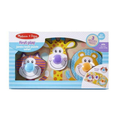 Rompecabezas perilla grande Safari 3 pza. - Mi Brontosaurio Azul