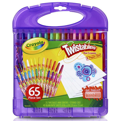 Crayola set mini crayones retráctiles y papel - estuche x 65 pzas.