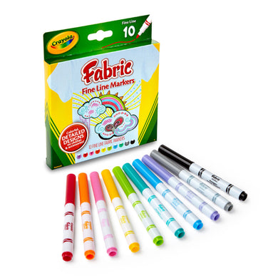 Crayola plumones para tela punta fina - cajita x 10 uds.