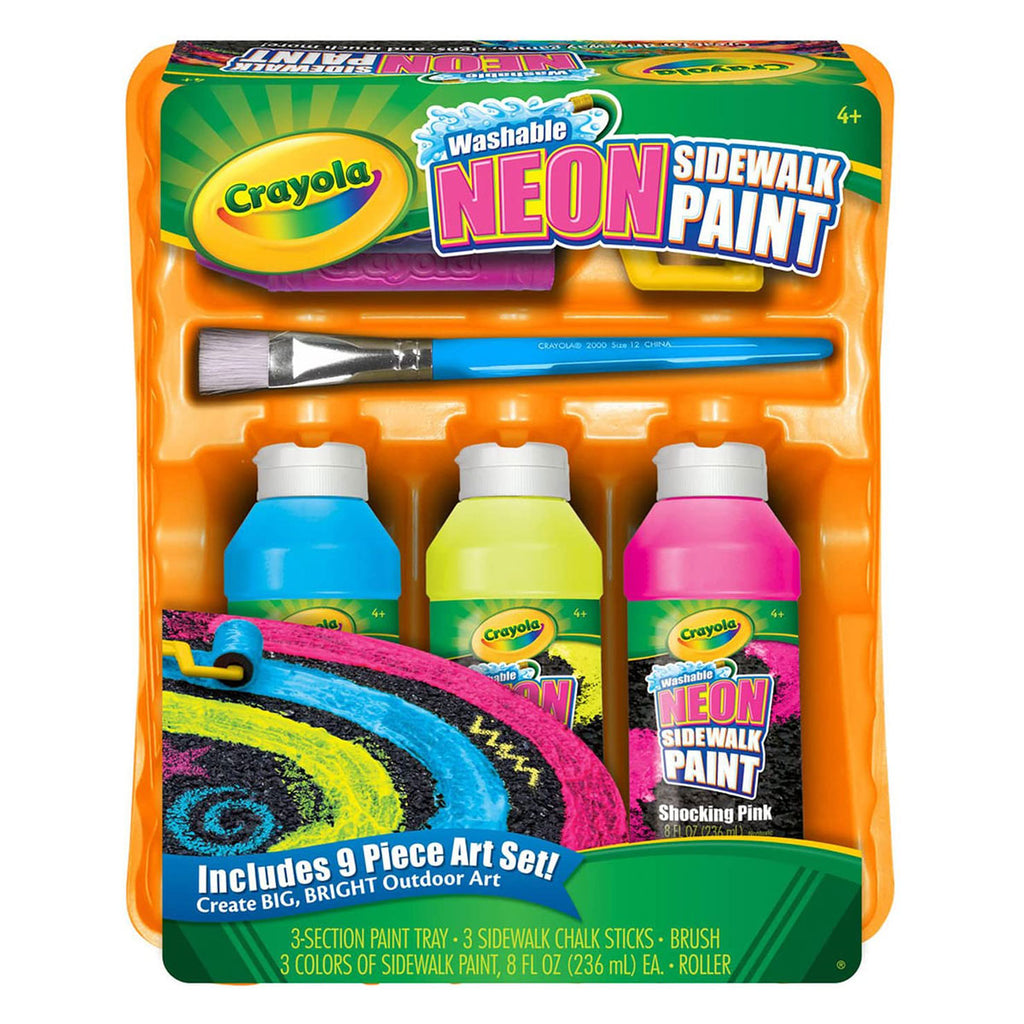 Crayola set de pintura sidewalk neon lavable - set x 9 pzas