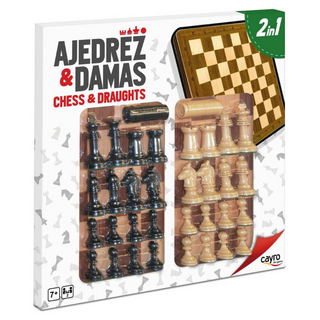 Tablero de ajedrez y damas con accesorios