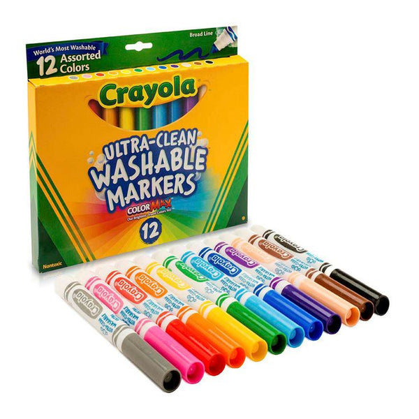 Rotuladores Crayola Superlavable Maxi Punta Caja 12 Colores Surtidos.  Rotuladores punta gruesa . La Superpapelería